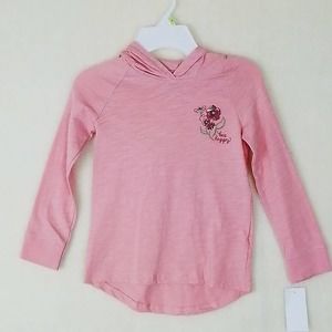 OshKosh Cotton Hoodie Tee Girl's Size 4 Pink w/‎ Bee Theme